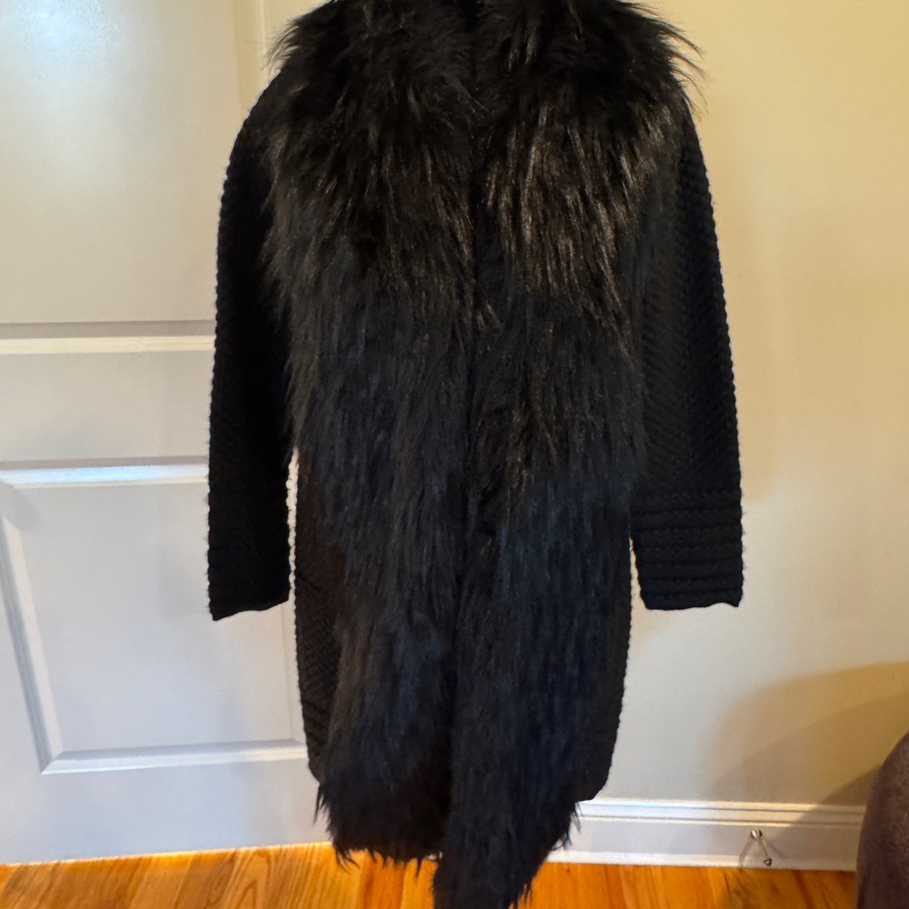 Sleek Black Teddy Jacket with Plush Texture